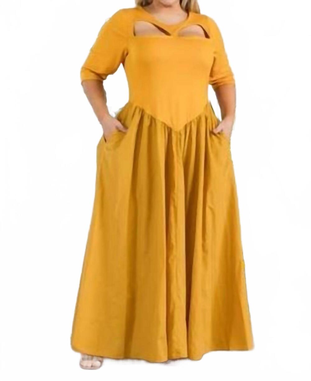 NEW KAREN T DESIGN celeste cutout maxi dress in mustard